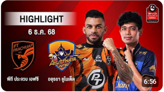 ไฮไลท์ AIS PLAY : พีที ประจวบ เอฟซี 4-4 อยุธยา ยูไนเต็ด